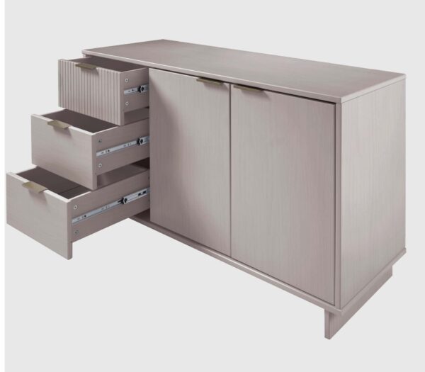 Manhattan Comfort Granville 55.07" Modern Sideboard with 3 Full Extension Drawers in Light Grey