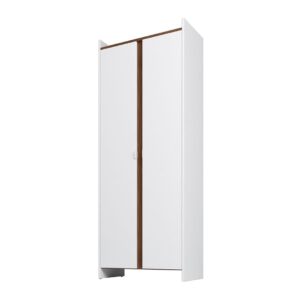 Manhattan Comfort Mid-Century Modern Ratzer Storage Cabinet with 11 Shelves in White and Brown