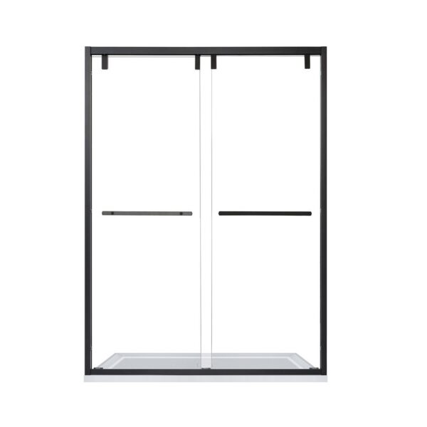 Altair SD80252-BP-MB Caspar 52 x 76 Inch By Pass Semi Frameless Shower Door with Clear Glass - Matte Black