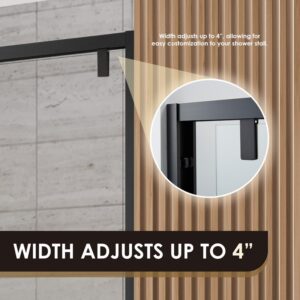 Altair SD80260-BP-MB Caspar 60 x 76 Inch By Pass Semi Frameless Shower Door with Clear Glass - Matte Black