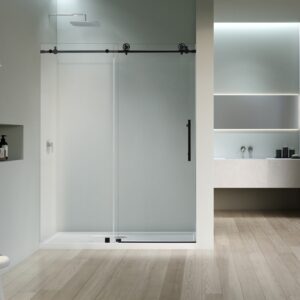 Altair SD80460-SS-MB Gareth 60 x 78 Inch Single Sliding Frameless Shower Door with Clear Glass - Matte Black