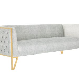 Manhattan Comfort Vector 81.5 in. Grey and Gold Velvet 3-Seat Sofa