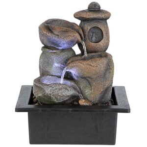 Design Toscano SH205013 8 1/2 Inch Stone Pagoda Tabletop Fountain