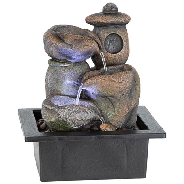 Design Toscano SH205013 8 1/2 Inch Stone Pagoda Tabletop Fountain