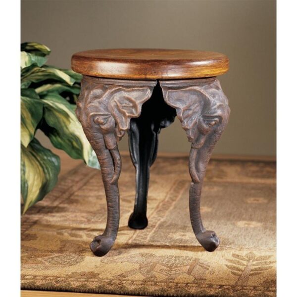 Design Toscano SP16060 12 1/2 Inch Three Elephants of Timbe Stool