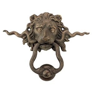 Design Toscano SP3015 9 Inch Lion and the Snake Iron Door Knocker