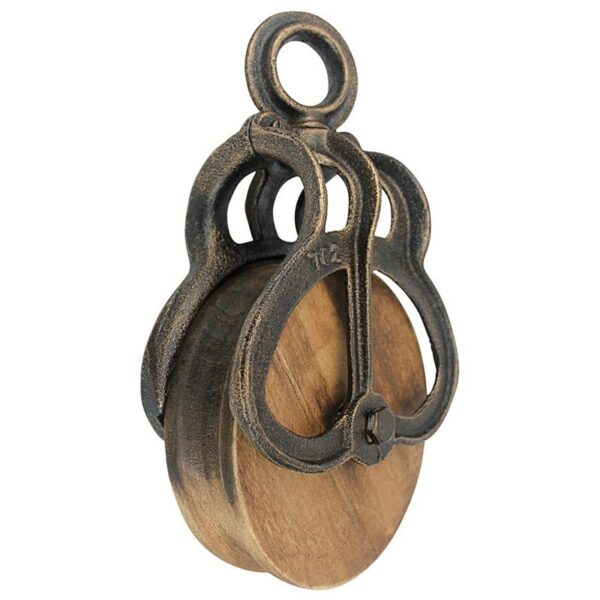 Design Toscano SP3610 6 1/2 Inch Large Iron and Wood Farm Pulley