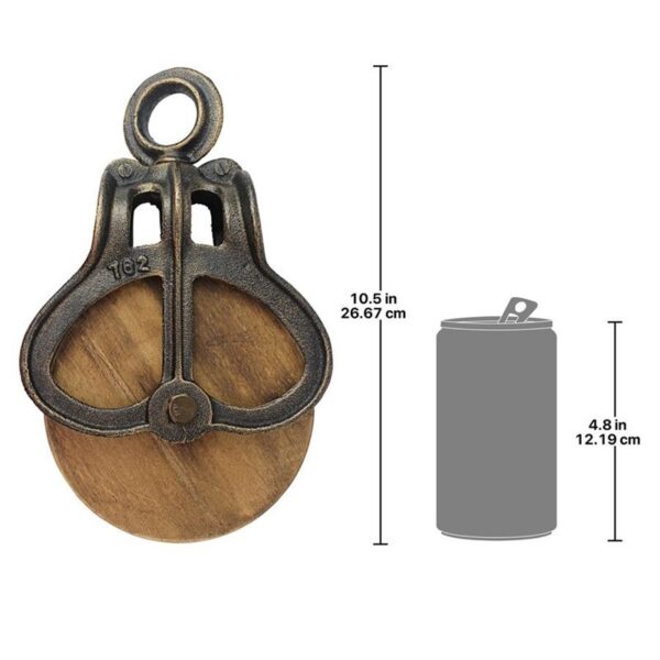 Design Toscano SP3610 6 1/2 Inch Large Iron and Wood Farm Pulley