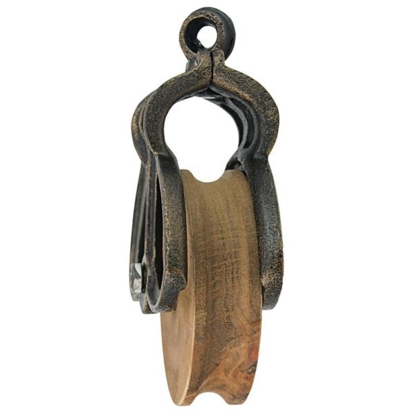 Design Toscano SP421 5 Inch Medium Iron and Wood Farm Pulley