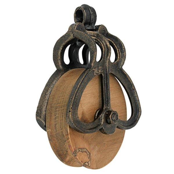 Design Toscano SP421 5 Inch Medium Iron and Wood Farm Pulley