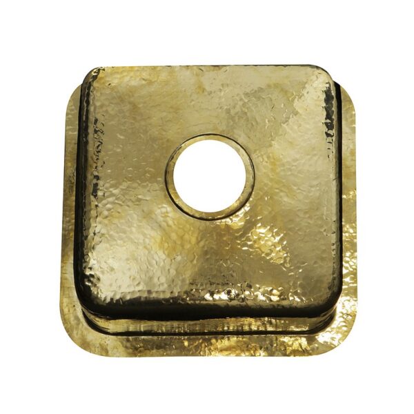 Nantucket Sinks SQRB-7 Brightwork Home Collection 16-5/8 Inch Brass Hammered Single Bowl Sink