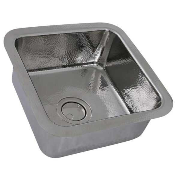 Nantucket Sinks SQRS-7 16-1/2 Inch Square Hammered Stainless Undermount Bar Sink