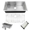 Nantucket Sinks SR-PS-3620-16 36 Inch Pro Series Large Prep Station Single Bowl Undermount Stainless Steel Kitchen Sink with Compatible Accessories