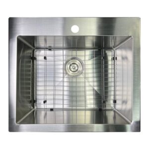 Nantucket Sinks SR2522-16 Pro-Series Collection 25 Inch Small Rectangle Single Bowl Stainless Steel Kitchen Sink