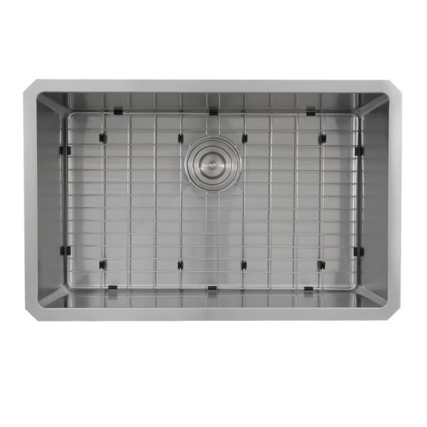 Nantucket Sinks SR3018 Pro Series Rectangle Single Bowl Undermount Small Radius Corners Stainless Steel Kitchen Sink- 16 Gauge