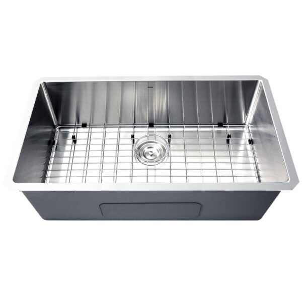 Nantucket Sinks SR3218-16 Pro Series 32 Inch Large Rectangle Single Bowl Undermount Small Radius Corners Stainless Steel Kitchen Sink