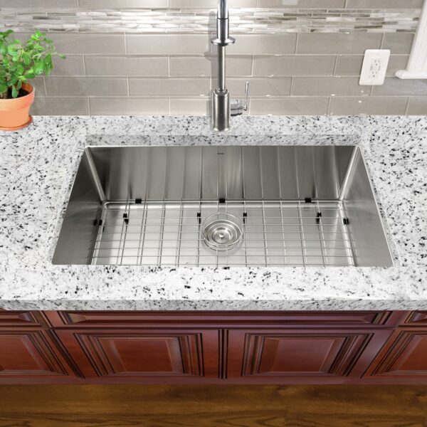 Nantucket Sinks SR3218-16 Pro Series 32 Inch Large Rectangle Single Bowl Undermount Small Radius Corners Stainless Steel Kitchen Sink