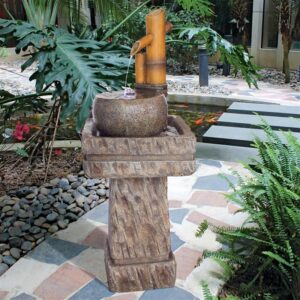 Design Toscano SS12696 16 1/2 Inch Bamboo Wellspring Pedestal Fountain