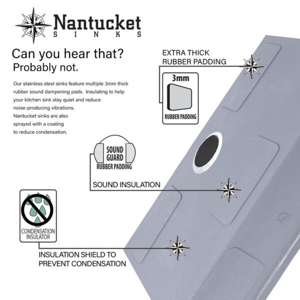 Nantucket Sinks SR3218-16 Pro Series 32 Inch Large Rectangle Single Bowl Undermount Small Radius Corners Stainless Steel Kitchen Sink