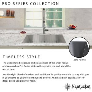 Nantucket Sinks ZR2818-16 Pro Series 28 Inch Large Rectangle Single Bowl Undermount Zero Radius Stainless Steel Kitchen Sink