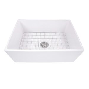 Nantucket Sinks T-FCFS27 Cape 27 Inch Farmhouse Fireclay Sink with Drain and Grid