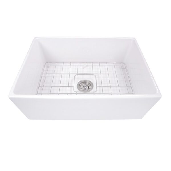 Nantucket Sinks T-FCFS27 Cape 27 Inch Farmhouse Fireclay Sink with Drain and Grid