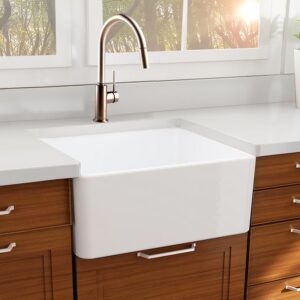 Nantucket Sinks T-FCFS27 Cape 27 Inch Farmhouse Fireclay Sink with Drain and Grid