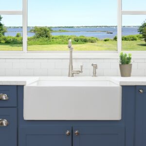 Nantucket Sinks T-FCFS27 Cape 27 Inch Farmhouse Fireclay Sink with Drain and Grid