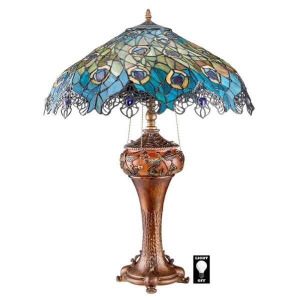 Design Toscano TF10015 Art Nouveau 21 1/2 Inch Peacock Table Lamp