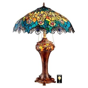 Design Toscano TF10015 Art Nouveau 21 1/2 Inch Peacock Table Lamp