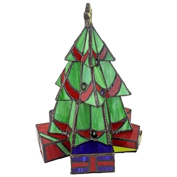 Design Toscano TF10041 8 Inch Small Xmas Tree Stained Glass Lamp