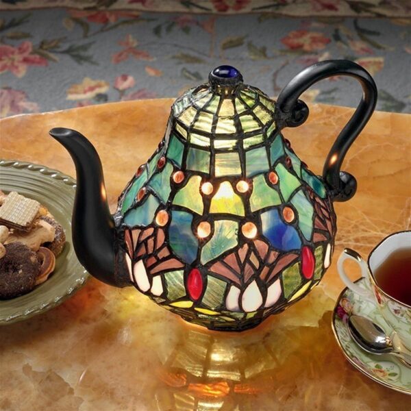 Design Toscano TF10042 9 1/2 Inch Teapot Stained Glass Lamp