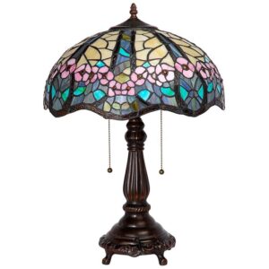 Design Toscano TF10046 16 Inch Pink Primrose Stained Glass Table Lamp