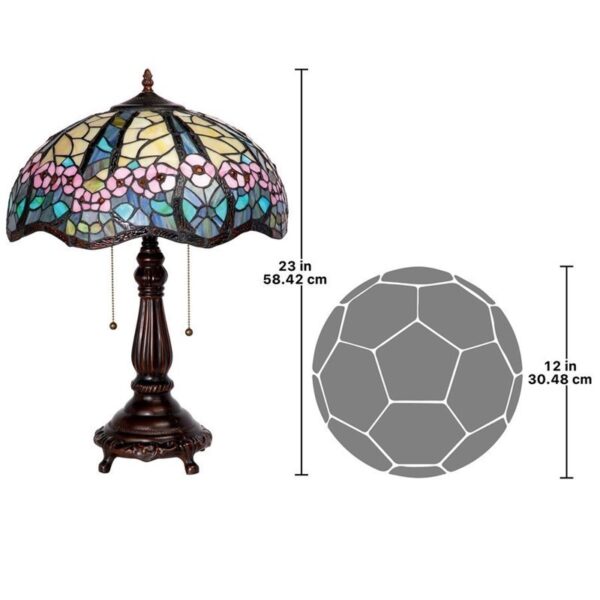 Design Toscano TF10046 16 Inch Pink Primrose Stained Glass Table Lamp