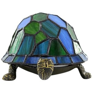 Design Toscano TF10057 8 Inch Stained Glass Turtle Lamp - Blue