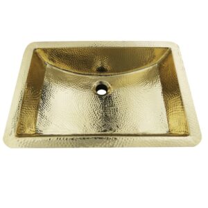 Nantucket Sinks TRB-1914-OF 21 Inch Hand Hammered Brass Rectangle Undermount Bathroom Sink with Overflow