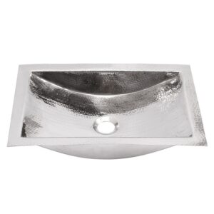 Nantucket Sinks TRS Brightworks Home 19.8 Inch Hand Hammered Rectangle Undermount Bathroom Sink in Stainless Steel