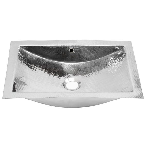 Nantucket Sinks TRS-OF 21 x 14 Inch Hammered Stainless Steel Rectangle Undermount Bathroom Sink with Overflow