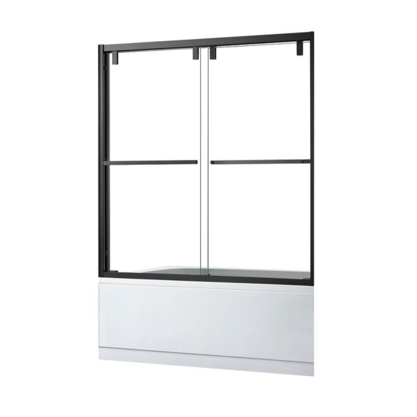 Altair TS80260-BP-MB Caspar 60 x 58 Inch By Pass Semi Frameless Tub Door with Clear Glass - Matte Black