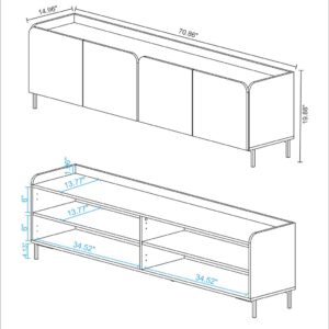 Manhattan Comfort Mid-Century Modern Bogardus 70.86 TV Stand with 4 Shelves in Black