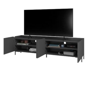 Manhattan Comfort Mid-Century Modern Bogardus 70.86 TV Stand with 4 Shelves in Black