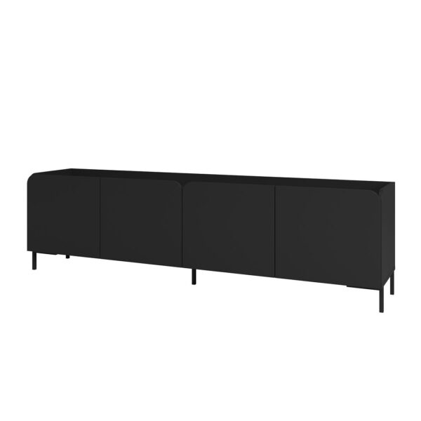 Manhattan Comfort Mid-Century Modern Bogardus 70.86 TV Stand with 4 Shelves in Black