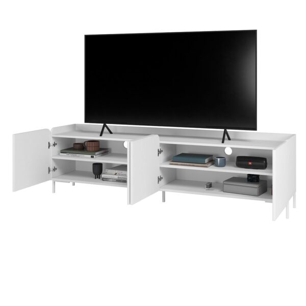 Manhattan Comfort Mid-Century Modern Bogardus 70.86 TV Stand with 4 Shelves in White