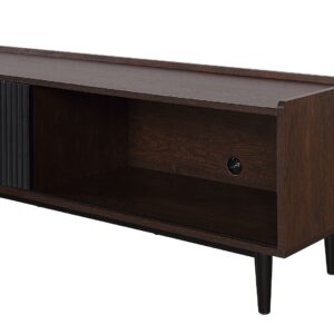 Manhattan Comfort Duane 59.25 Modern Ribbed TV Stand in Dark Brown and Black