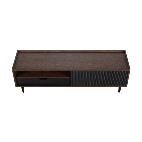 Manhattan Comfort Duane 59.25 Modern Ribbed TV Stand in Dark Brown and Black