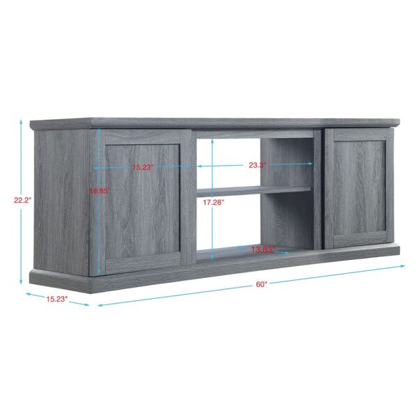 Manhattan Comfort Franklin 60" TV Stand with 2 Doors and Open Shelves in Grey