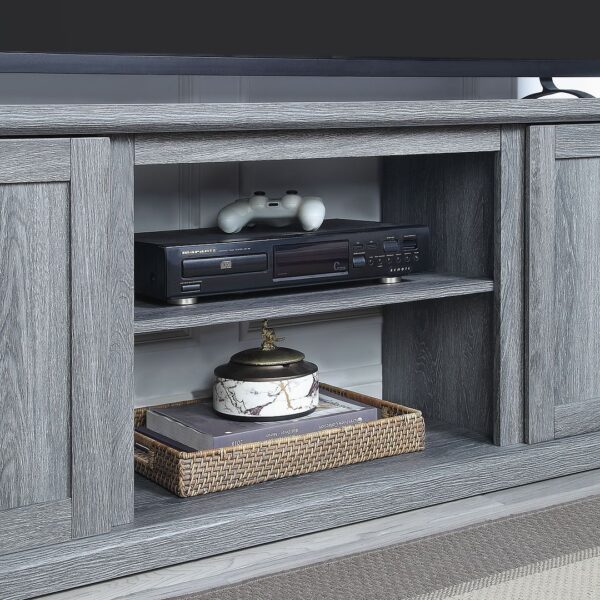 Manhattan Comfort Franklin 60" TV Stand with 2 Doors and Open Shelves in Grey