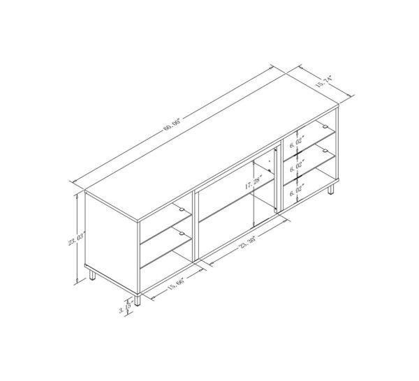 Manhattan Comfort Brighton 60" TV Stand with Glass Shelves and Media Wire Management in Onyx