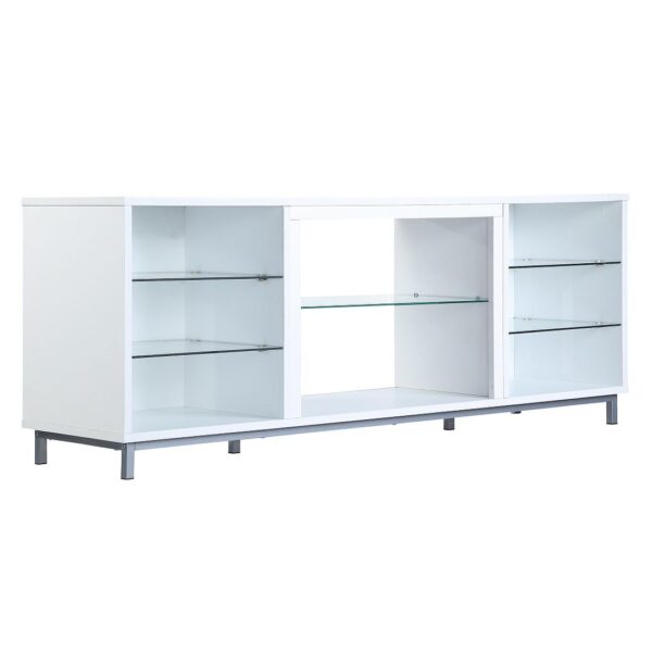 Manhattan Comfort Brighton 60" TV Stand with Glass Shelves and Media Wire Management in White