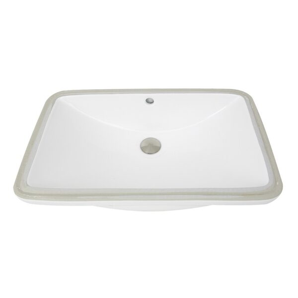 Nantucket Sinks UM-2112-W 23-1/2 Inch Rectangular Undermount Ceramic Vanity Sink in White